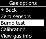 Menu - Principal - Options de gaz - Test de déclenchement