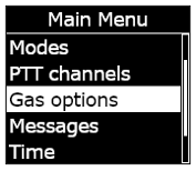 g7-menu des options de gaz d'étalonnage