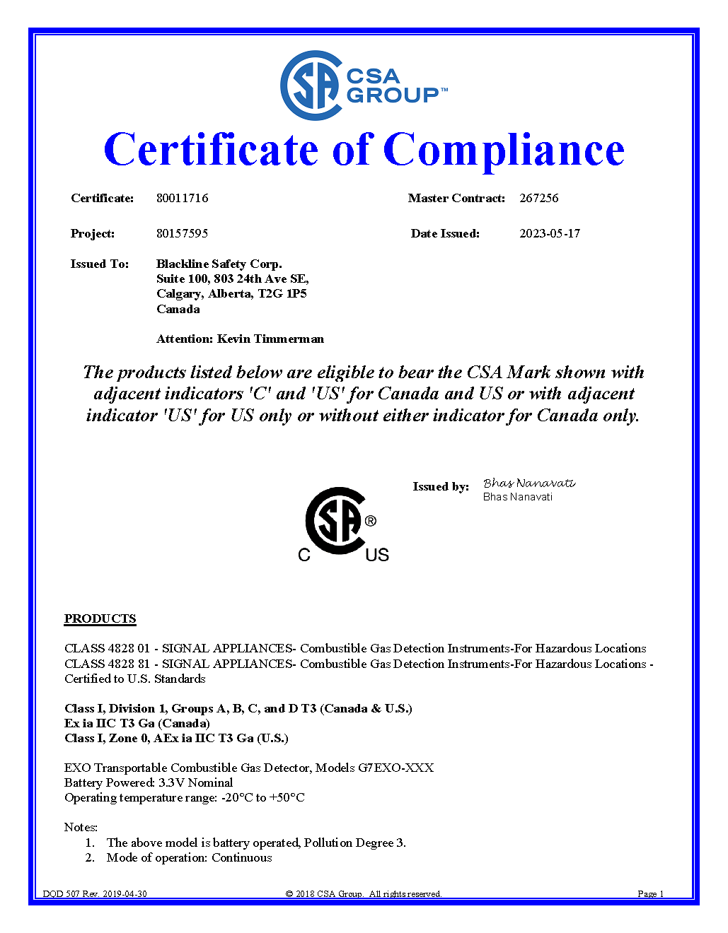Page de couverture des certifications