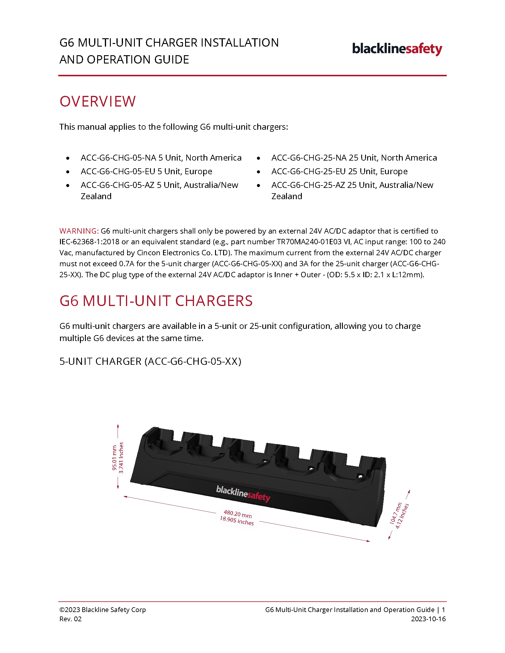 Guide d'installation et d'utilisation du chargeur multi-unités G6_Cover Page